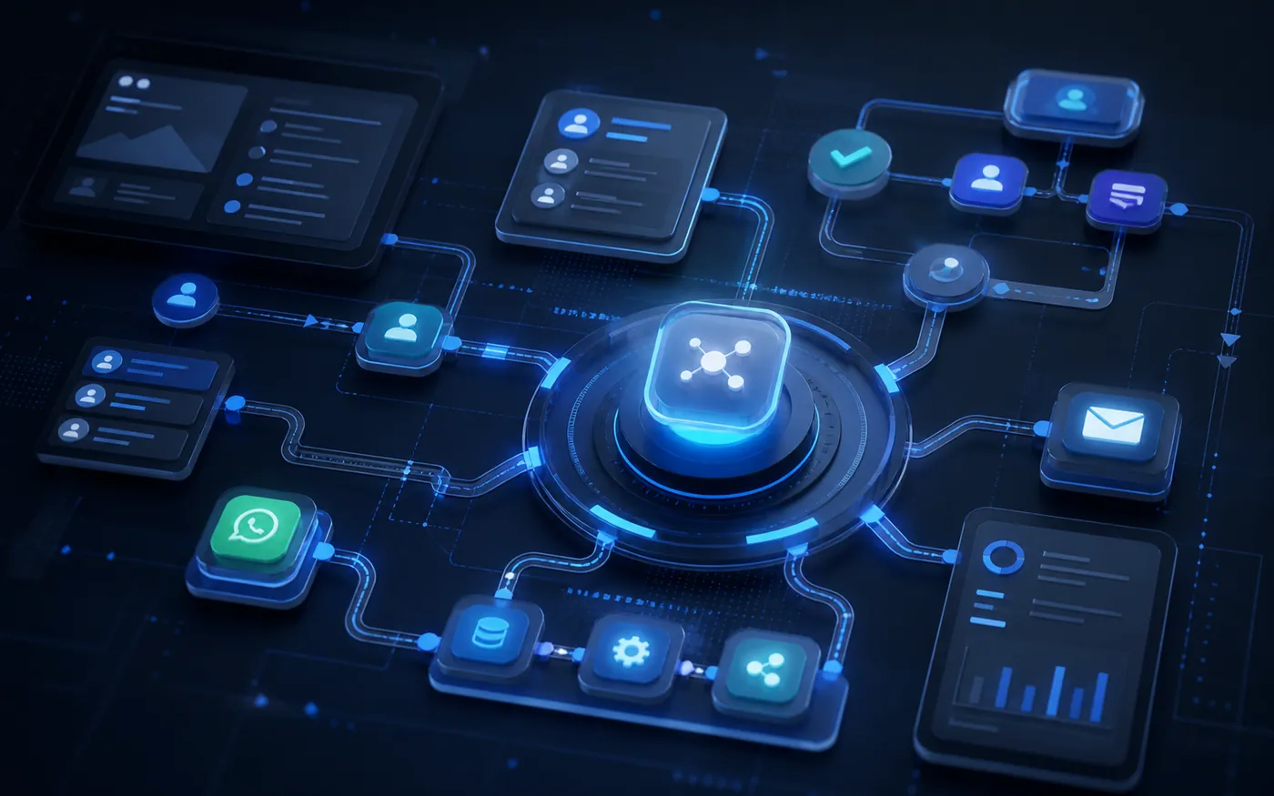 Flujo empresarial automatizado y sistemas conectados